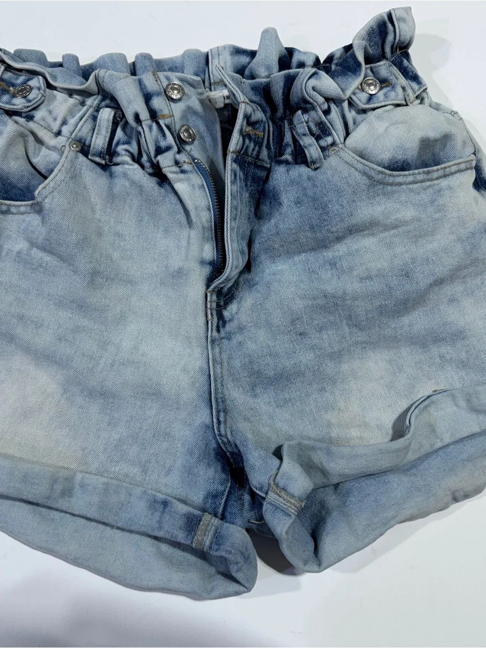 Almost Famous Light Blue Paperbag Waist Denim Shorts